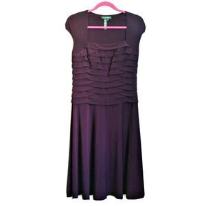 RALPH LAUREN Plum Evening Gown Sz 8 Mother of Bride Dress Glam Cocktail Wedding